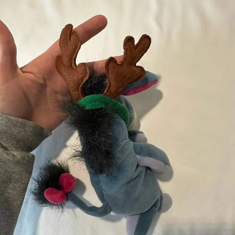 Disney Store Winnie The Pooh Mini Bean Bag Reindeer Eeyore Christmas Plush 9
